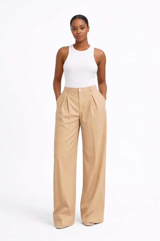 Ivy Pinstripe Pants (Nude)
