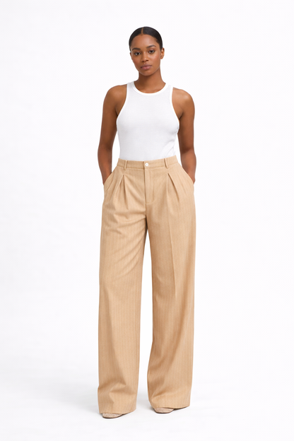 Ivy Pinstripe Pants (Nude)